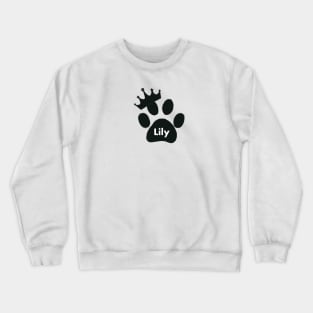 Lily cat name made of hand drawn paw prints Crewneck Sweatshirt